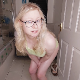A blonde British girl wearing glasses records a custom video for someone named Chris. She strains, and hard plops are heard before she wipes with product reveal. Presented in 720P HD. About 5.5 minutes.